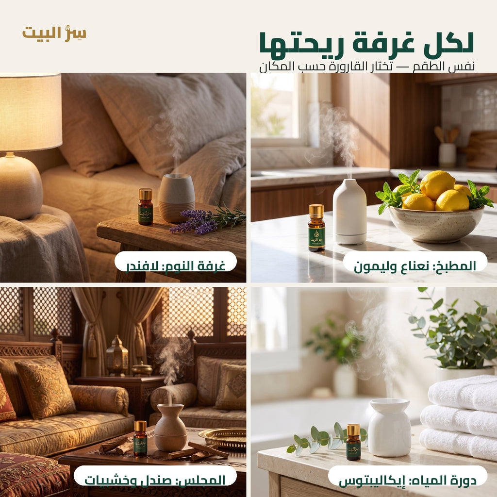 لكل غرفة ريحتها — المطبخ وغرفة النوم ودورة المياه والمجلس